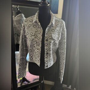 Mono Black and White Heart Pattern Jacket
